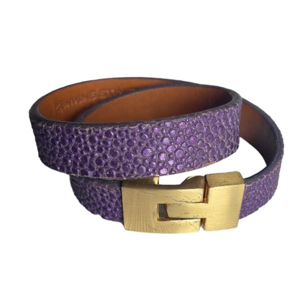 Stingray Wrap Bracelet, Genuine Stingray, jigsaw clasp, Purple